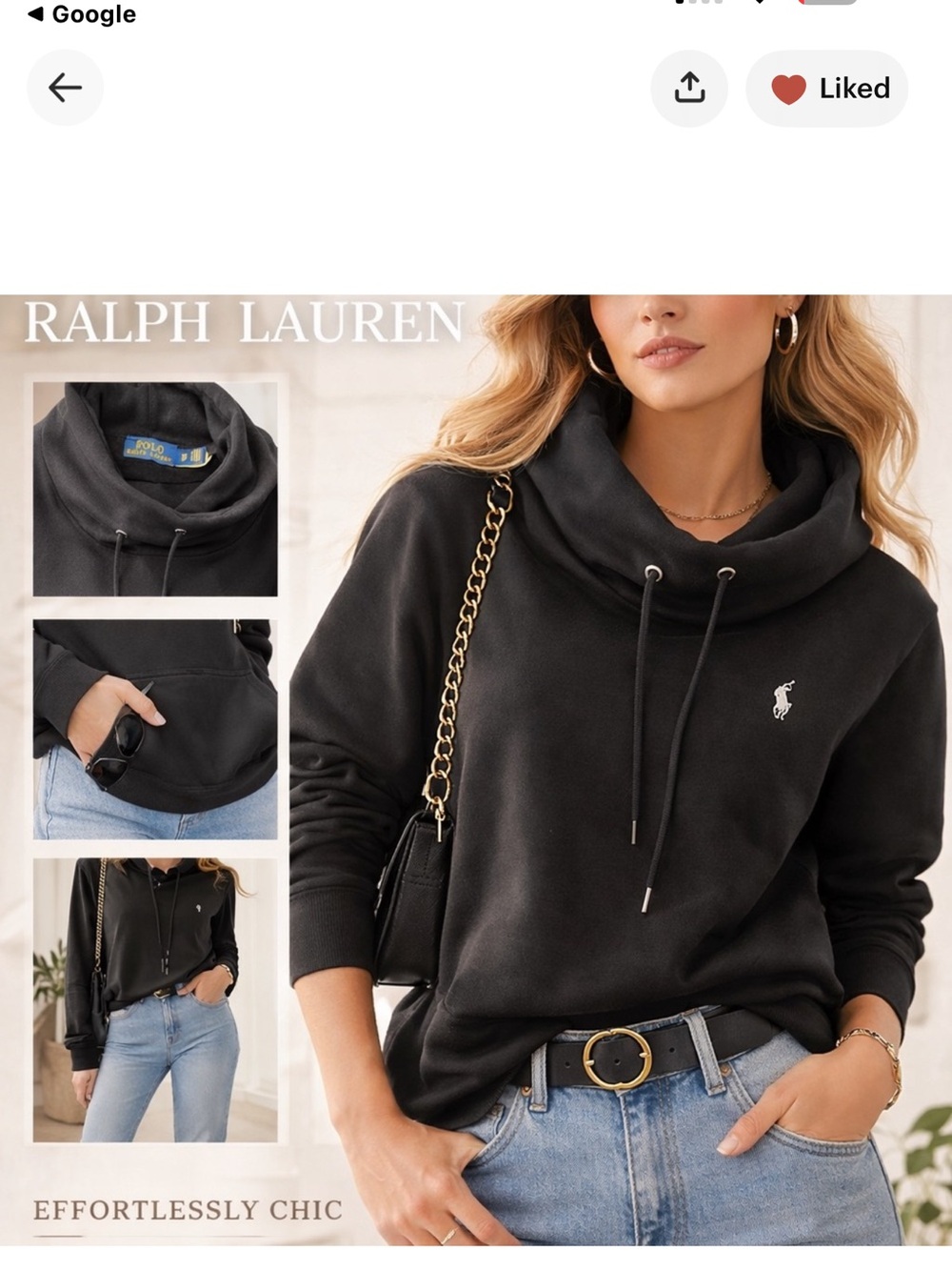 Polo Ralph Lauren green Funnel Neck Pullover Sweatshirt. Size Medium